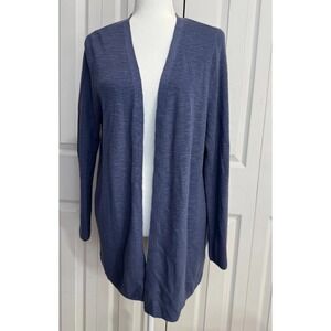 J.Jill‎ Open-Front Cardigan Women's Large Petite Blue Long Sleeve Winter Sweater